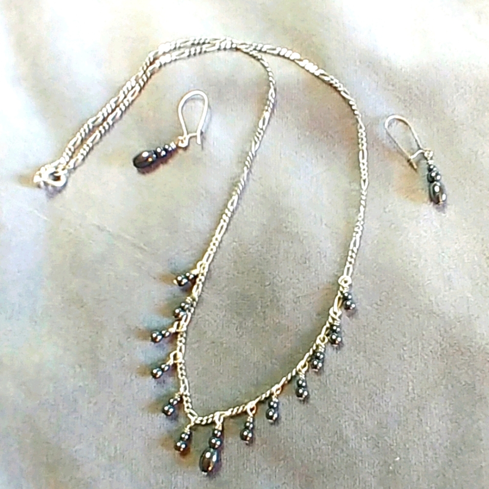 Sterling/Hematite Necklace & Earring Set